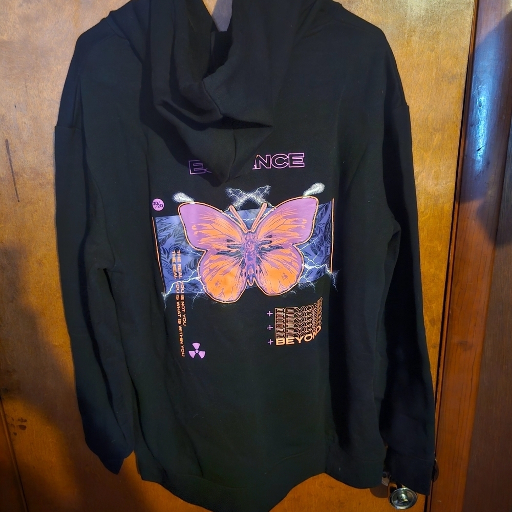 Black Hoodie with Pink Butterfly Design - Picture 4 of 6